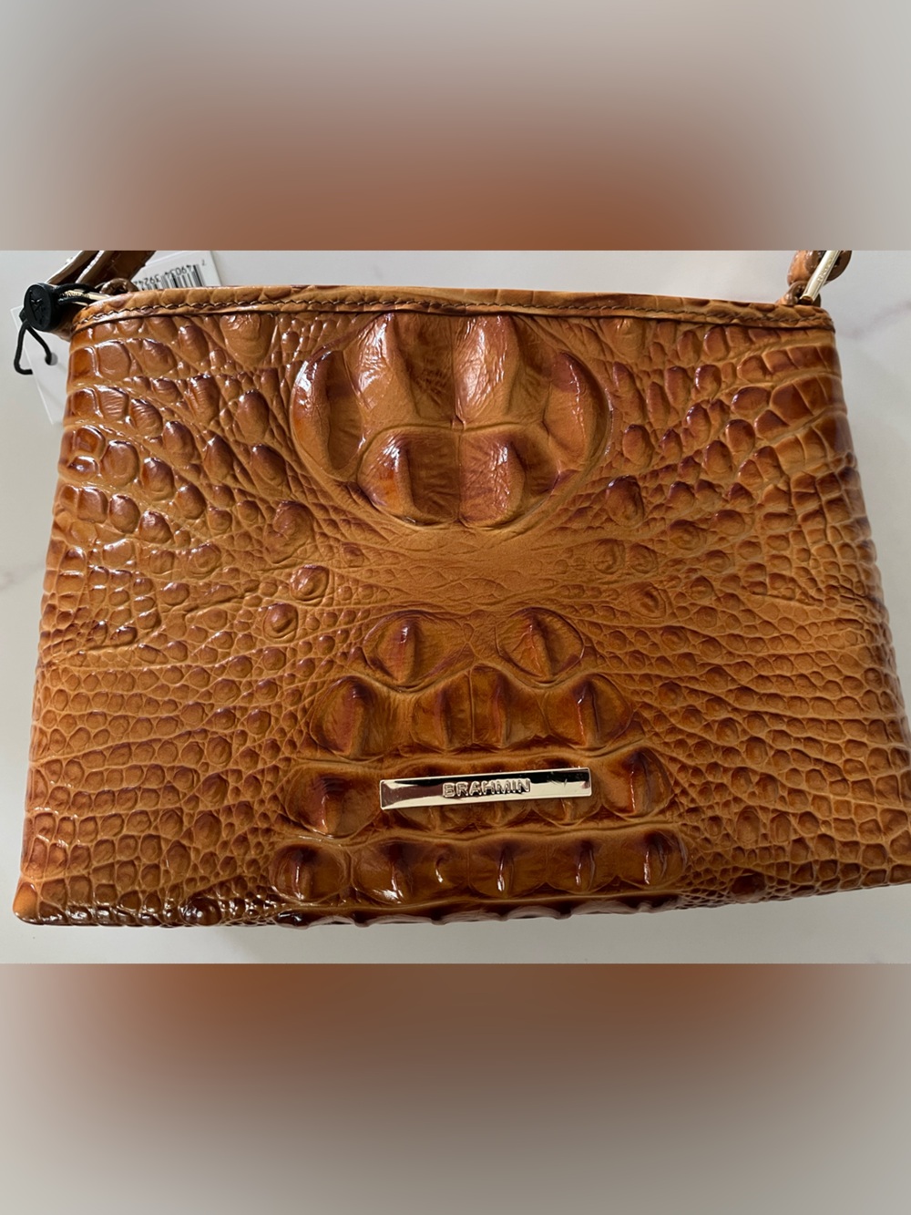Brahmin Cognac Croc-Embossed Leather Purse